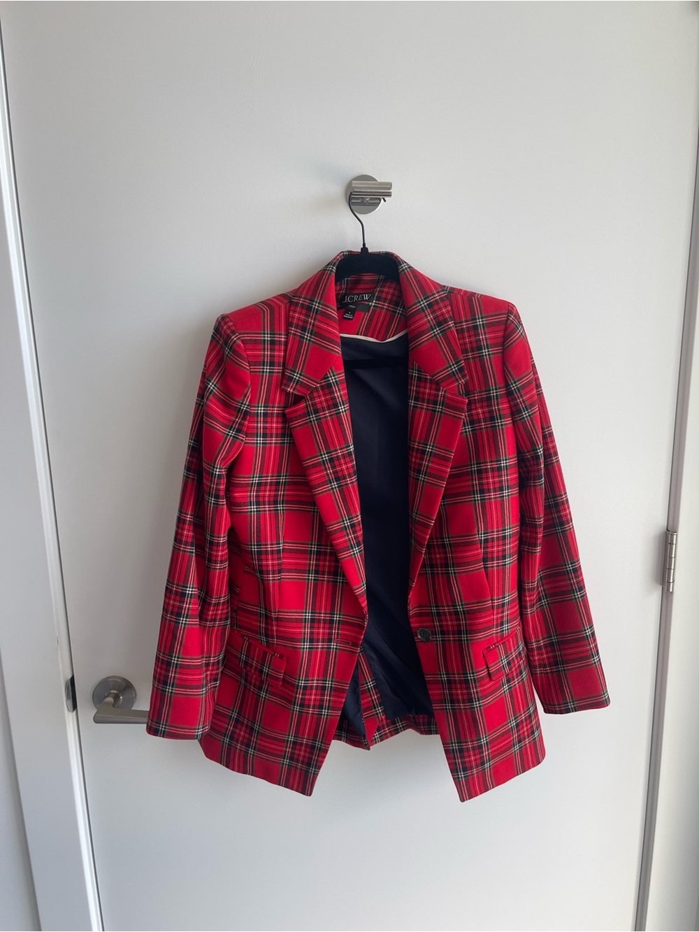 J. Crew Willa Red Plaid Single-Button Blazer